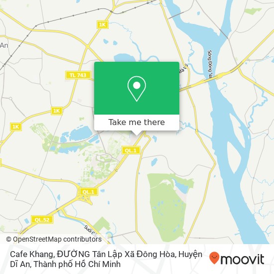 Bản đồ Cafe Khang, ĐƯỜNG Tân Lập Xã Đông Hòa, Huyện Dĩ An