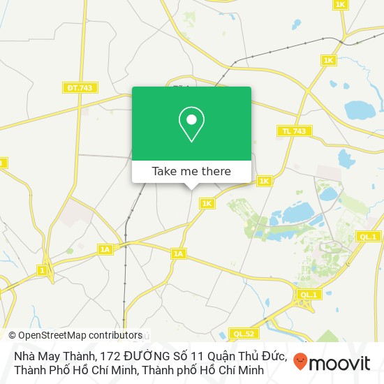 Bản đồ Nhà May Thành, 172 ĐƯỜNG Số 11 Quận Thủ Đức, Thành Phố Hồ Chí Minh