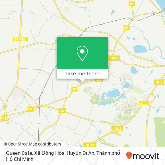 Bản đồ Queen Cafe, Xã Đông Hòa, Huyện Dĩ An
