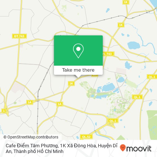 Bản đồ Cafe Điểm Tâm Phương, 1K Xã Đông Hòa, Huyện Dĩ An