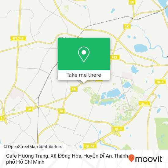 Bản đồ Cafe Hương Trang, Xã Đông Hòa, Huyện Dĩ An
