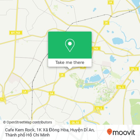 Bản đồ Cafe Kem Rock, 1K Xã Đông Hòa, Huyện Dĩ An