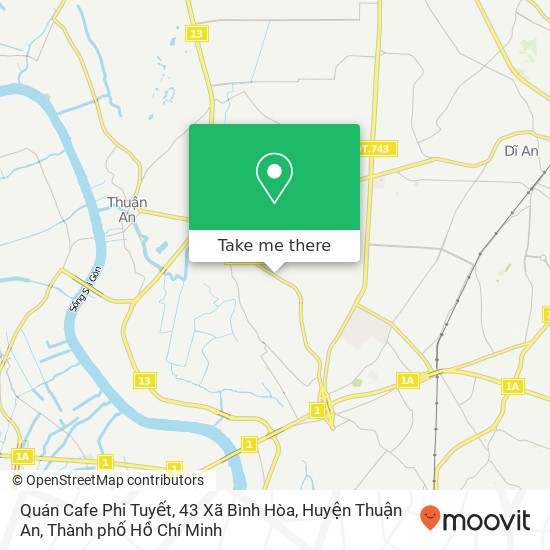 Bản đồ Quán Cafe Phi Tuyết, 43 Xã Bình Hòa, Huyện Thuận An