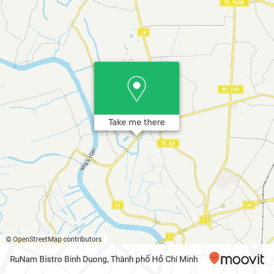 Bản đồ RuNam Bistro Binh Duong