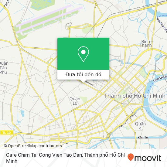 Bản đồ Cafe Chim Tai Cong Vien Tao Dan, 501 ĐƯỜNG Cách Mạng Tháng 8 Quận 10, Thành Phố Hồ Chí Minh