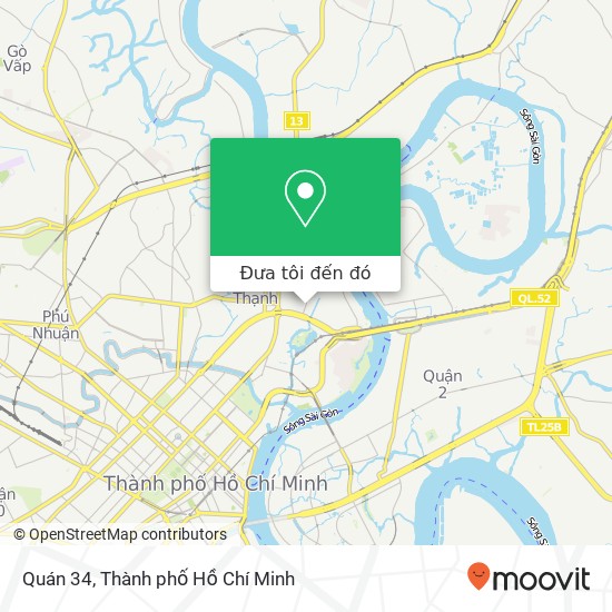 Bản đồ Quán 34, 34 ĐƯỜNG Nguyễn Gia Trí Quận Bình Thạnh, Thành Phố Hồ Chí Minh