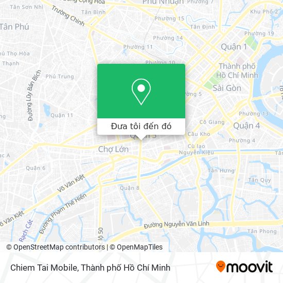 Bạn đang tìm cách đến Chiem Tai Mobile ở Quận 5 bằng xe buýt? Không cần phải lo lắng về đường đi nữa, chỉ cần tìm bản đồ chỉ đường trên điện thoại của bạn! Bạn sẽ tiết kiệm thời gian và không bị lạc trên đường.