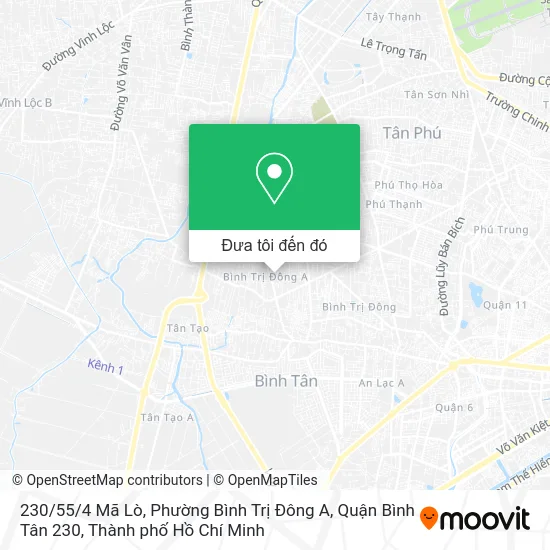 Bản đồ 230 / 55 / 4 Mã Lò, Phường Bình Trị Đông A, Quận Bình Tân 230