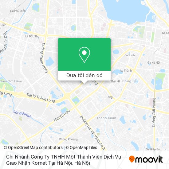 Bản đồ Chi Nhánh Công Ty TNHH Một Thành Viên Dịch Vụ Giao Nhận Kornet Tại Hà Nội