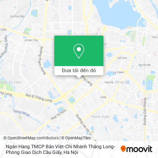 Bản đồ Ngân Hàng TMCP Bản Việt-Chi Nhánh Thăng Long-Phòng Giao Dịch Cầu Giấy