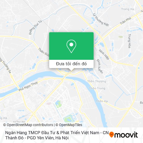 Bản đồ Ngân Hàng TMCP Đầu Tư & Phát Triển Việt Nam - CN Thành Đô - PGD Yên Viên