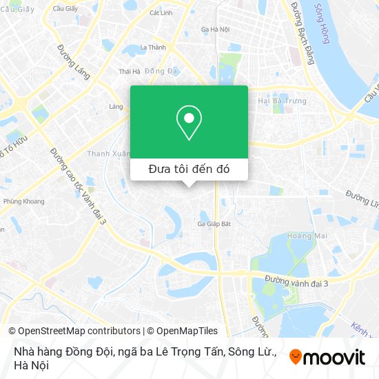 Bản đồ Nhà hàng Đồng Đội, ngã ba Lê Trọng Tấn, Sông Lừ.