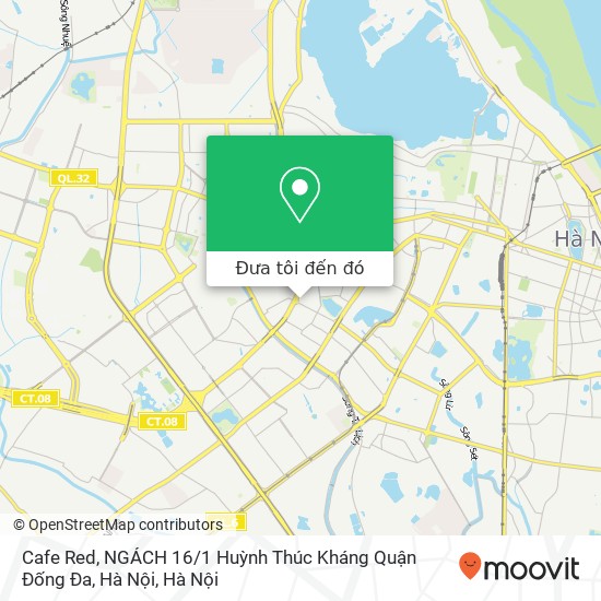 Bản đồ Cafe Red, NGÁCH 16 / 1 Huỳnh Thúc Kháng Quận Đống Đa, Hà Nội