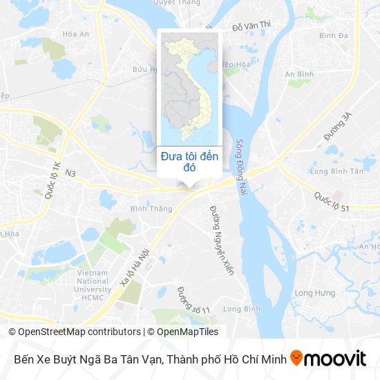 Bản đồ Bến Xe Buýt Ngã Ba Tân Vạn