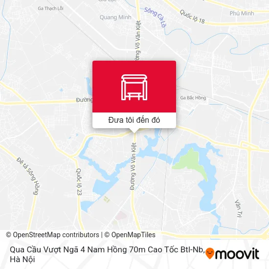 Bản đồ Qua Cầu Vượt Ngã 4 Nam Hồng 70m Cao Tốc Btl-Nb