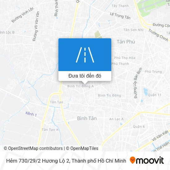Bản đồ Hẻm 730/29/2 Hương Lộ 2