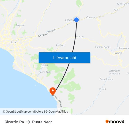 Ricardo Pa to Punta Negr map