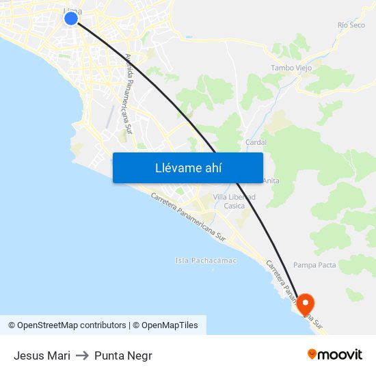 Jesus Mari to Punta Negr map
