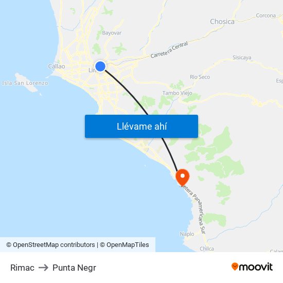 Rimac to Punta Negr map