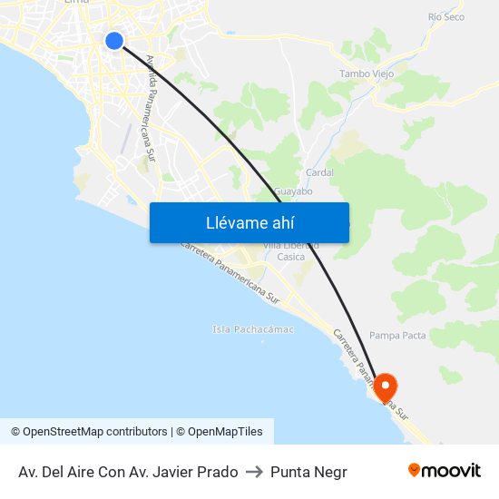 Av. Del Aire Con Av. Javier Prado to Punta Negr map
