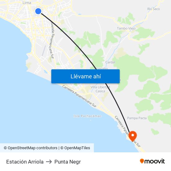 Estación Arriola to Punta Negr map