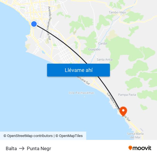 Balta to Punta Negr map