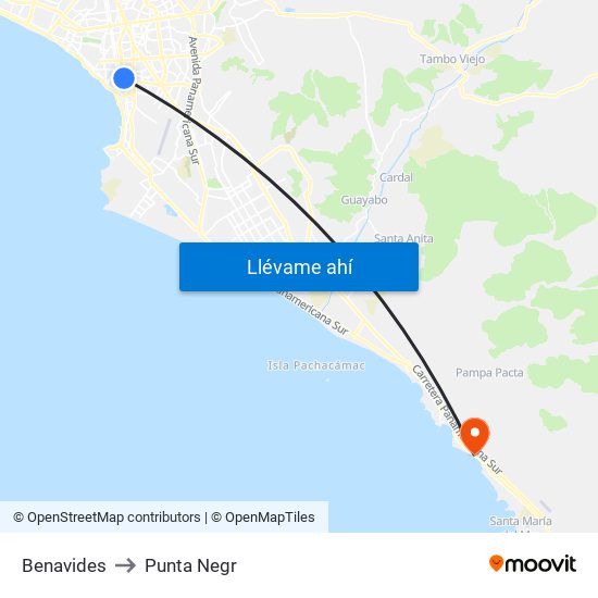 Benavides to Punta Negr map