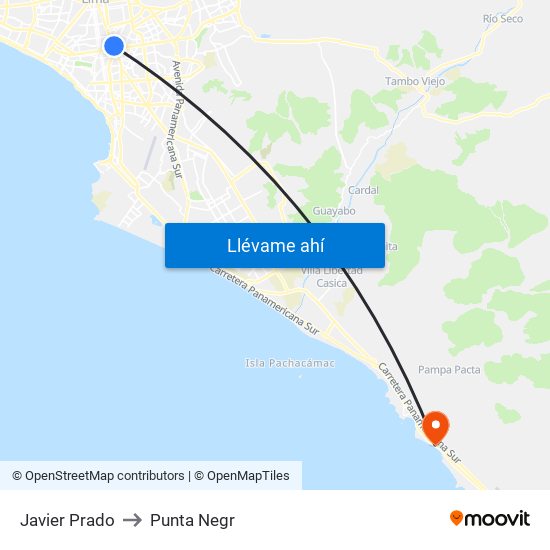 Javier Prado to Punta Negr map