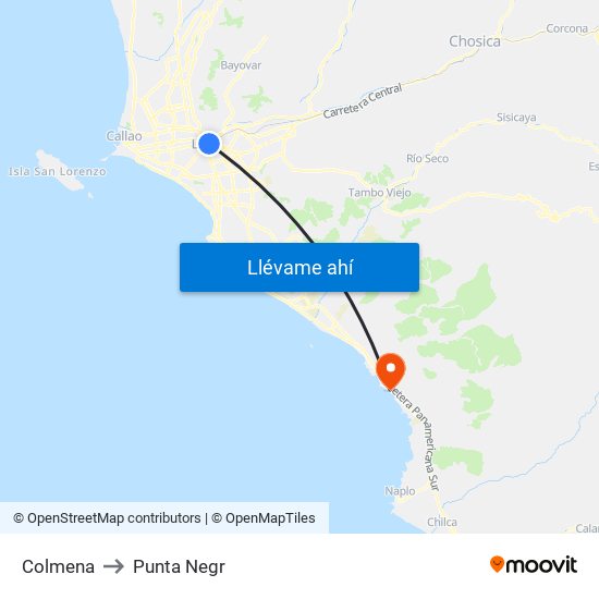 Colmena to Punta Negr map