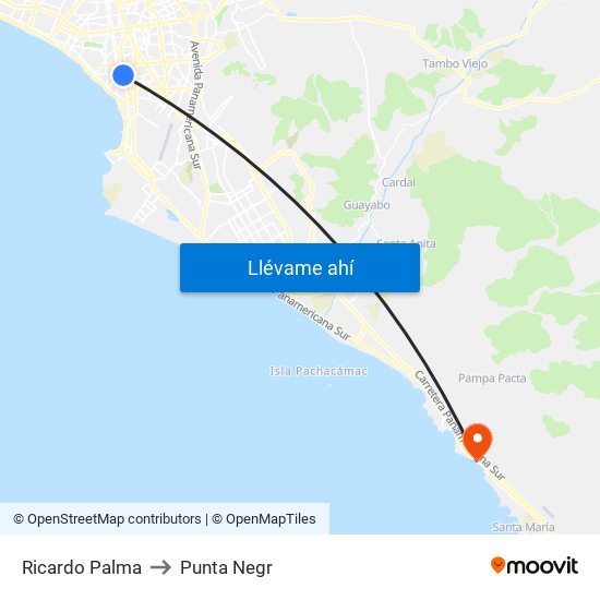 Ricardo Palma to Punta Negr map
