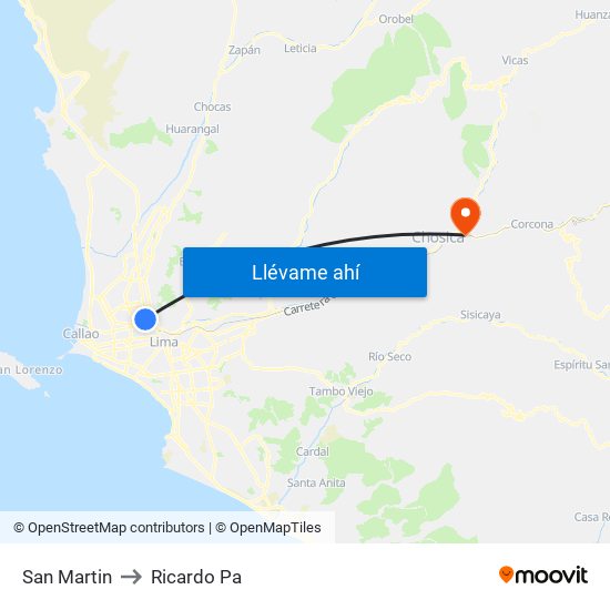 San Martin to Ricardo Pa map