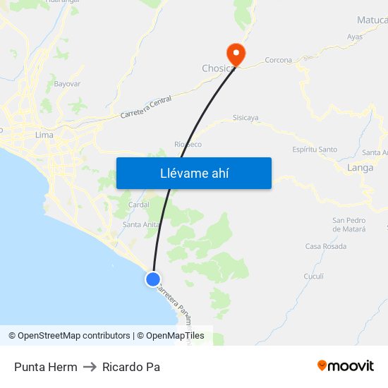 Punta Herm to Ricardo Pa map