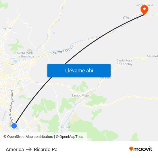 América to Ricardo Pa map
