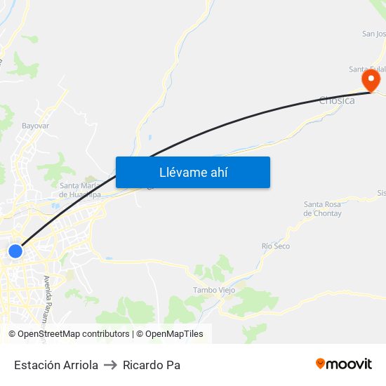 Estación Arriola to Ricardo Pa map
