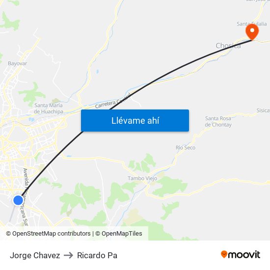 Jorge Chavez to Ricardo Pa map