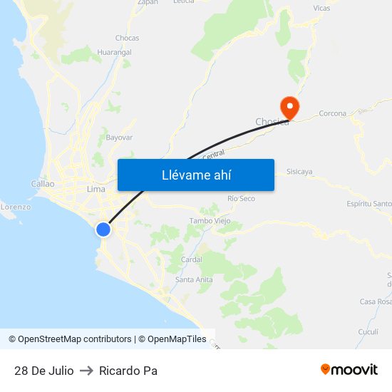 28 De Julio to Ricardo Pa map