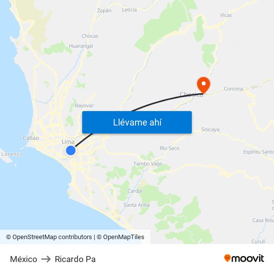 México to Ricardo Pa map