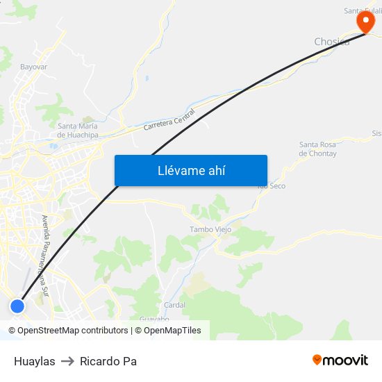 Huaylas to Ricardo Pa map