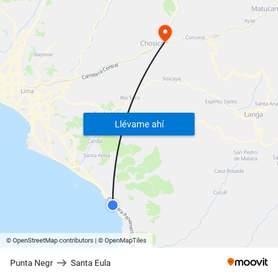 Punta Negr to Santa Eula map
