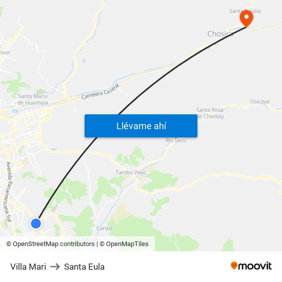 Villa Mari to Santa Eula map