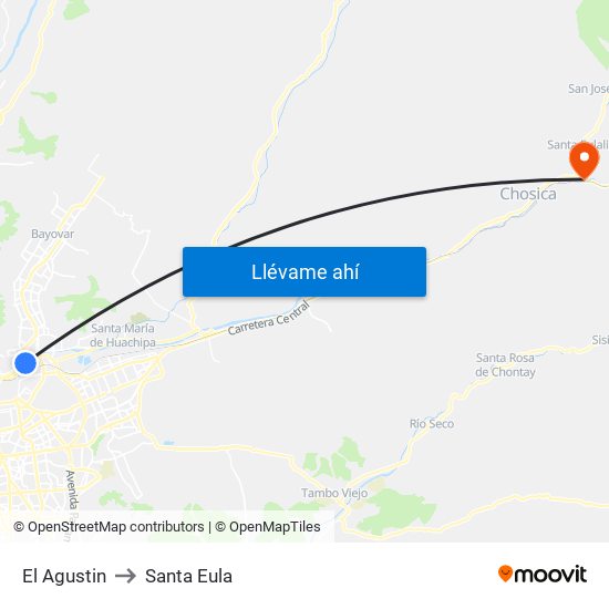 El Agustin to Santa Eula map