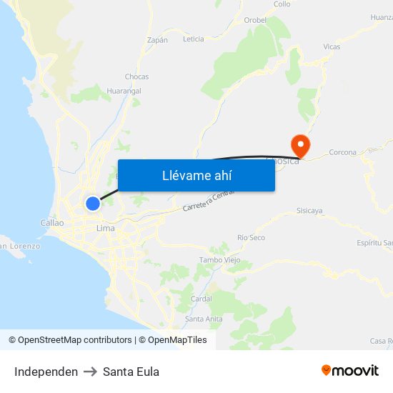Independen to Santa Eula map