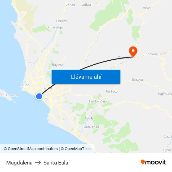 Magdalena to Santa Eula map