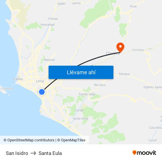 San Isidro to Santa Eula map