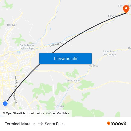 Terminal Matellini to Santa Eula map