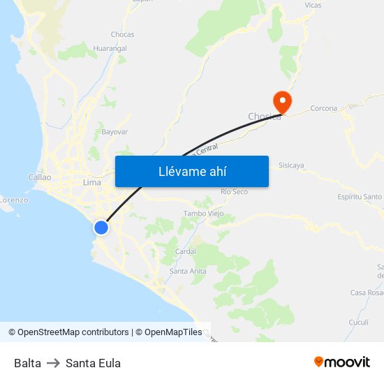 Balta to Santa Eula map