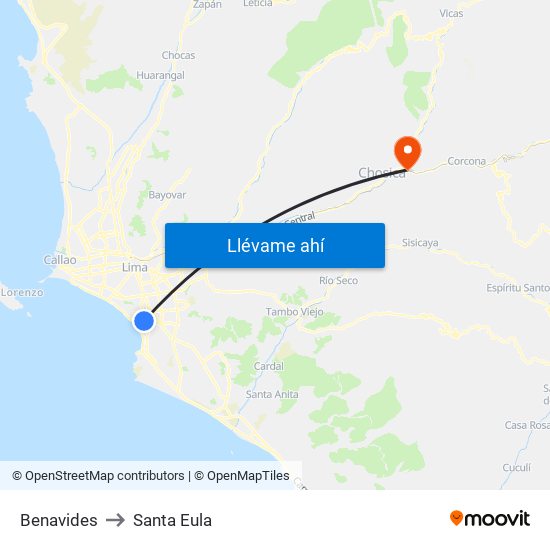 Benavides to Santa Eula map