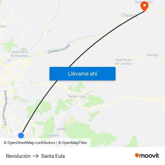 Revolución to Santa Eula map