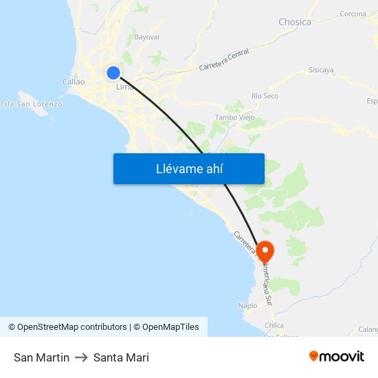 San Martin to Santa Mari map