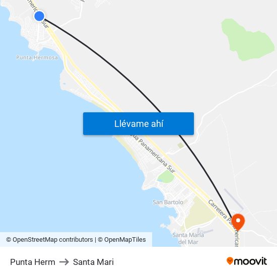 Punta Herm to Santa Mari map